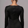 Mozision hollow out long sleeve sexy maxi dress for women fashion solid V neck back split bodycon club long dress elegant