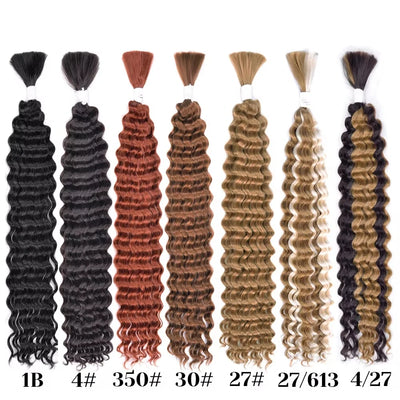 Synthetic Bulk hair for Braiding Wet and Wavy Micro Braiding No Weft Faux Deep Wave Braiding Hair Extensions for Box Boho Braids