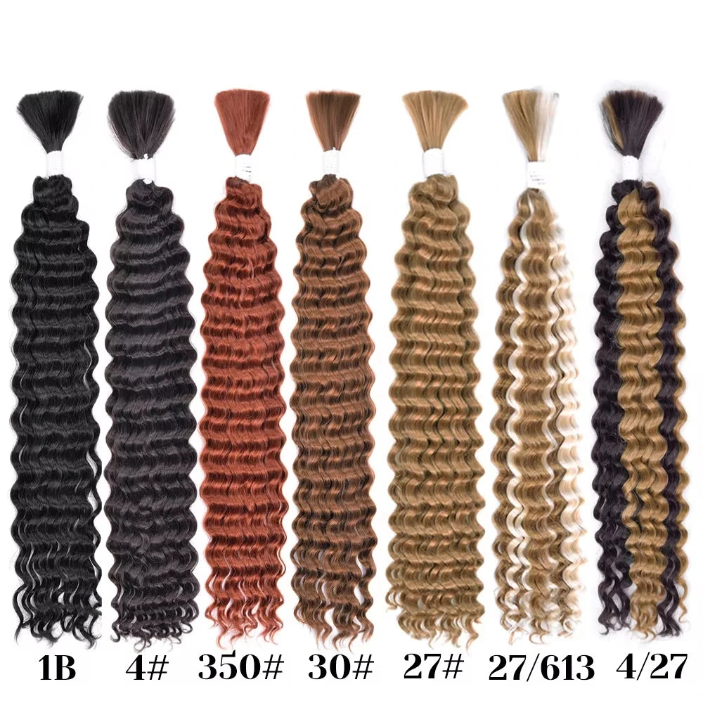 Synthetic Braiding Hair for Boho Braids 20Inch 90G Deep Wave Bulk High Quality Synthetic Protein Hair Extensions For Women