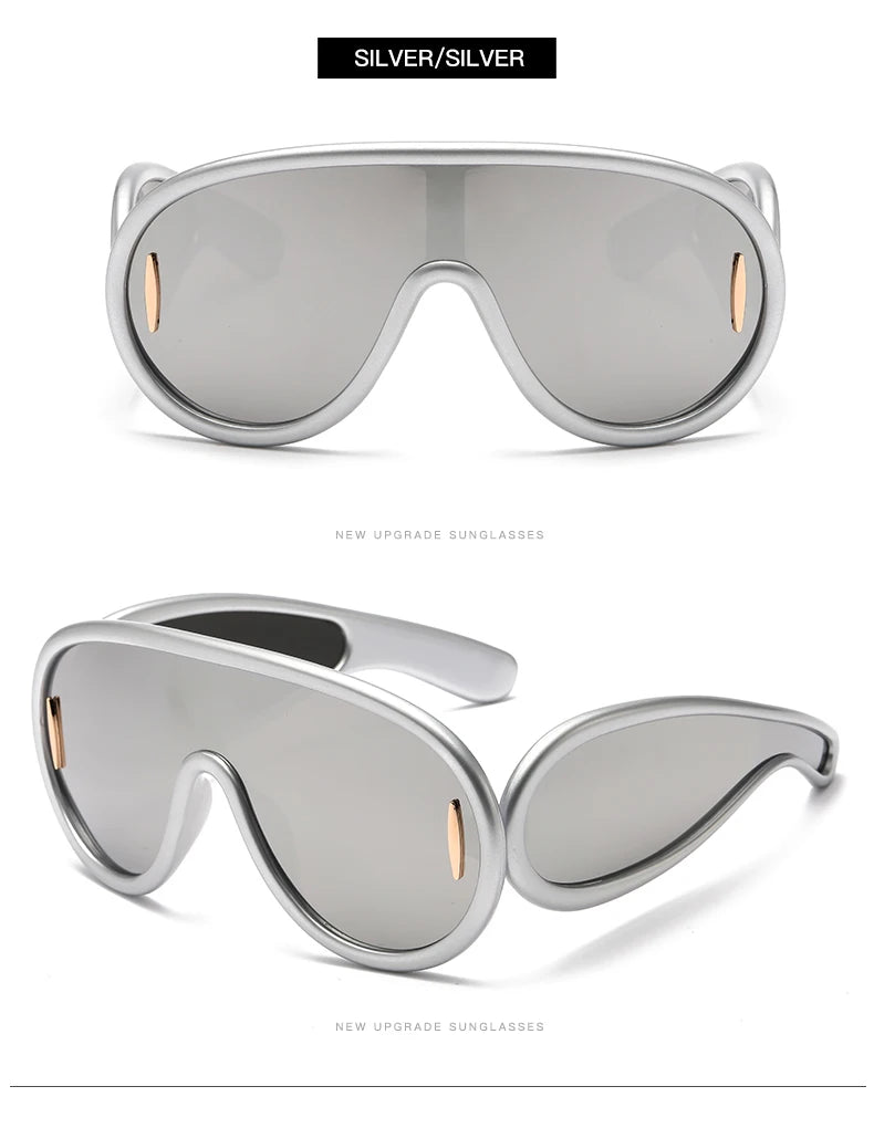 New Fashion Personality Hip Hop Cool Cyberpunk Sunglasses with Large Frame UV400 Anti UV Eyeglasses Oculos De Sol Feminino