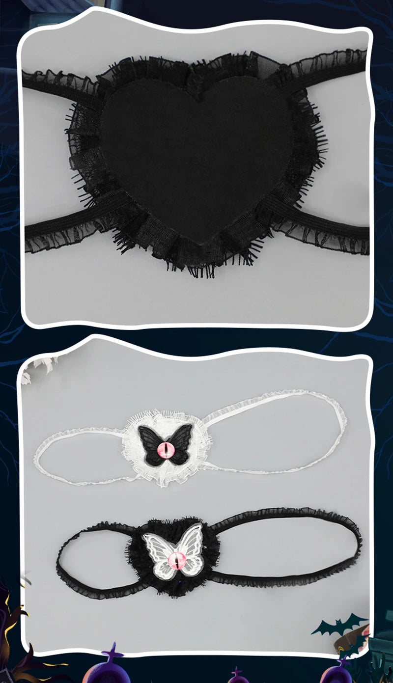 Lolita Gothic One Eye Mask Cosplay Anime Halloween Party Costumes Prop Fancy Dress Christmas Lady Girls Heart Eyewear Xmas Gifts