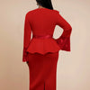 Church Dresses for Women Elegant Ruffles Long Flare Sleeves Sequined Party Bodycon Peplum Classy Occasion African Wedding Guest