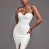 Orange Bandage Dress Women Party Dress Bodycon Elegant Sexy Spaghetti Strap Birthday Evening Club Outfits New Year 2024 Summer