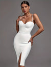 Orange Bandage Dress Women Party Dress Bodycon Elegant Sexy Spaghetti Strap Birthday Evening Club Outfits New Year 2024 Summer