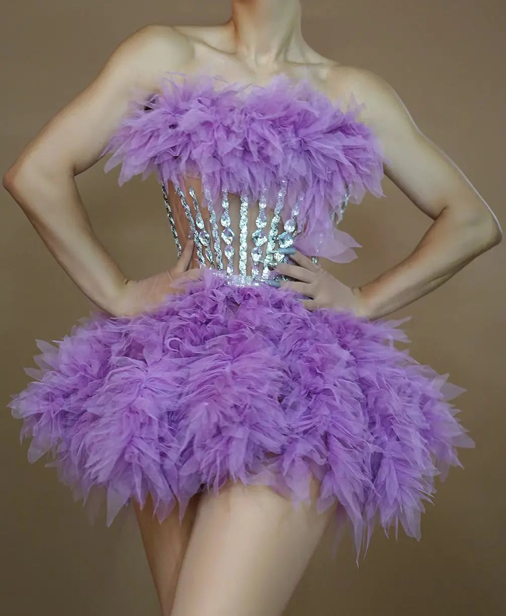 Ensemble haut et jupe sexy en dentelle, robe rose tendance, fête d'anniversaire, club dragqueen 303, performance  Y001