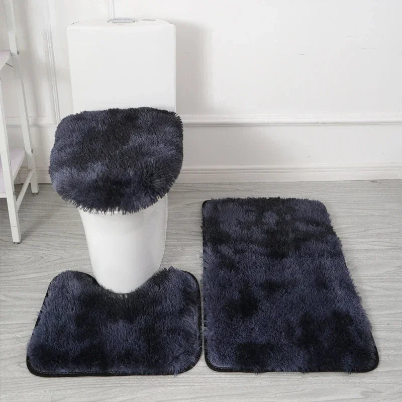 3PCS/set Solid Color Home Carpets Toilet Lid Cover Rugs Kit Non-slip Foot Mat for Bathroom Floor Bath Rug Foot Mat