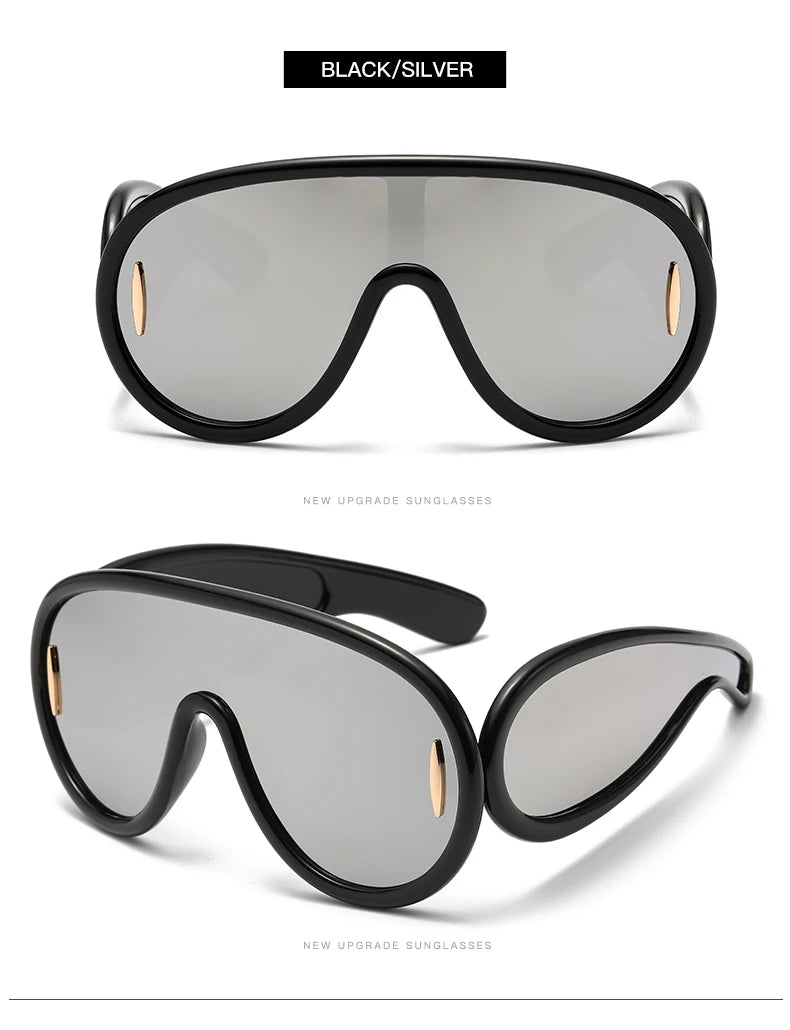 New Fashion Personality Hip Hop Cool Cyberpunk Sunglasses with Large Frame UV400 Anti UV Eyeglasses Oculos De Sol Feminino