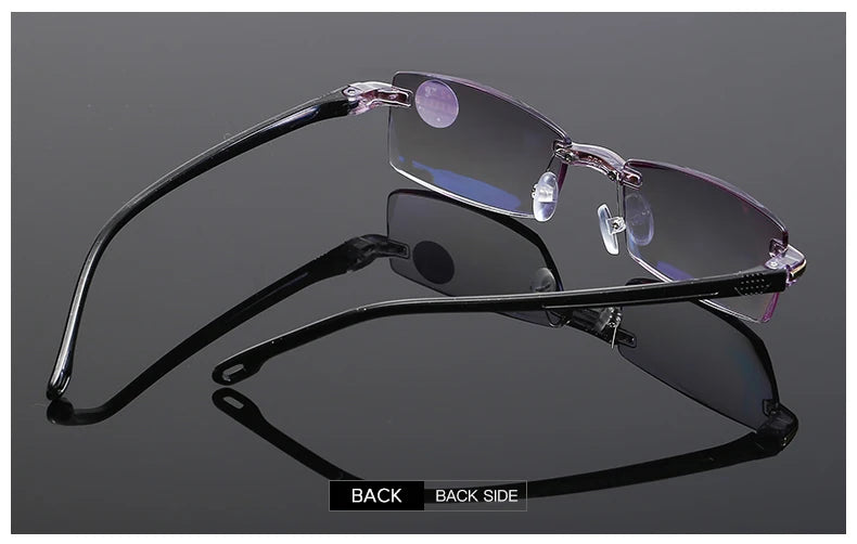 Men Blue Light Blocking Reading Glasses Women Dimond Cutting Rimless Eyeglasses Frame Anti Fatigue Hyperopia Presbyopic Eyewear