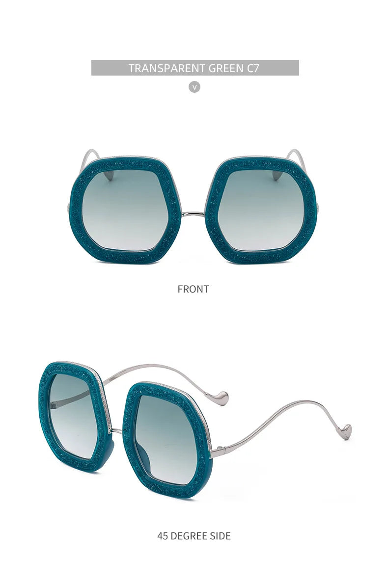 Oversized Luxury Diamond Shiny Sunglasses Women Irregular Round Crystal Sun Glasses Men UV400 Shades Eyewear Polygonal Sunglass