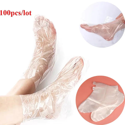 100PCS Transprent Disposable Foot Bags Detox SPA Covers Pedicure Prevent Infection Remove Chapped Foot Care Tools Bath Wipe