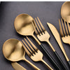 24Pcs Stainless Steel Dinnerware Set Black Gold Cutlery Spoon Fork Knife Western Cutleri Silverware Flatware Tableware Supplies