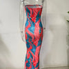 Spring And Summer Dresses For Women Chest Wrap Printed Off Shoulder Bandage Slim Sexy Long Dress 2023 New Fashion party MsChuh