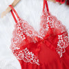 Short Sexy Deep V Women's Nightgown Embroidered Dress Fashions Pajamas Free Thong Night Sleepwear Suspender Baby Doll Lingerie
