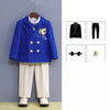Boys Royal Blue Orange Suit For Wedding Kids Jacket Pants Bowtie Flower 4PCS Ceremony Tuxedo Dress Children Photograph Costume