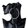 30-80mm Big Hoop Earrings For Women Girls Circle Crystal Rhinestone Earrings Black Gold Silver Color Round Earings Party Gift
