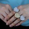 Full Micro Paved CZ Hollow Heart Ring High Quality Iced Out Bling Cubic Zirconia For Women Girlfriend Valentines Finger Jewelry