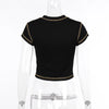 Hollow Out Crop Top Women O-Neck Aesthetic Clothes Letter Printed Y2k Accessories Short Sleeve Roupas Femininas Estilosas Summer