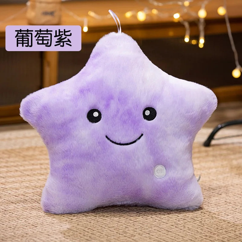 24*22CM Luminous Five-pointed Star Plush Toys Glowing Star Stuffed Soft Doll Pillow Nice Halloween Xmas Gifts