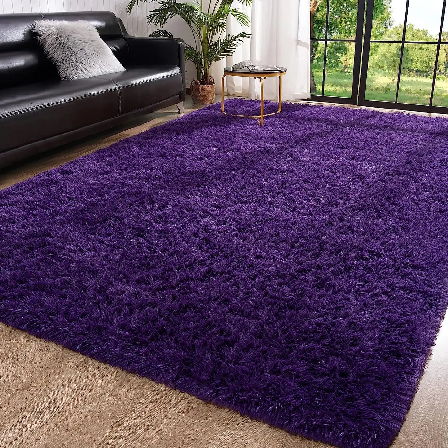Fluffy Bedroom Rug Carpet Shaggy Fuzzy Rugs for Bedroom Thick Black Area Rugs for Living Room Rugs  for Girls Boys