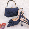 Elegant And Sexy Peach Color High Heels Shoes And Bag With Rhinestone Embellished Toe Is Comfortable Women's Shoes For Party