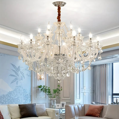 Luxury K9 Crystal Chandelier 18 Light Contemporary Clear Crystal Ceiling Chandelier Lighting, Luxurious Crystal Pendant Light