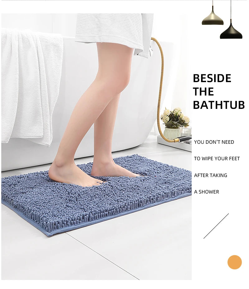 3-piece bathroom chenille floor mat, absorbent anti slip bathroom carpet, bathroom U-shaped foot mat, toilet lid, TPR anti slip