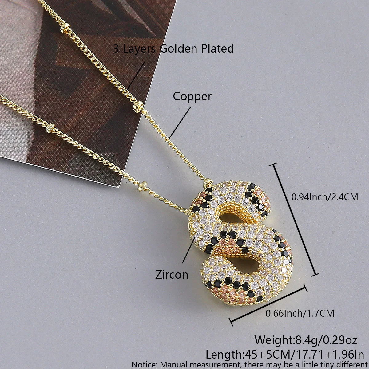 MHS.SUN New Leopard Bubble Letter Necklace Gold Plated Chunky Bubble Zircon 26 Initial Pendant Necklace Women Fashion Jewelry