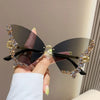 Rimless Sunglasses Women Luxury Brand Rhinestone Sun Glasses Ladies Cute Heart Shape Punk Party Eyewear очки від сонця женские
