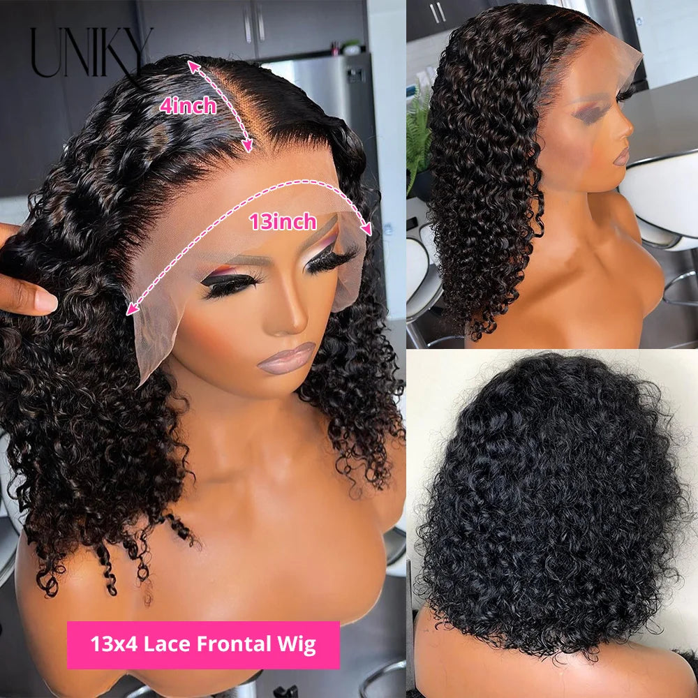 13x4 Lace Frontal Human Hair Wigs Deep Curly Short Curly Bob Wig for Black Women Brown Blonde Highlight Wig Human Hair Full Wig