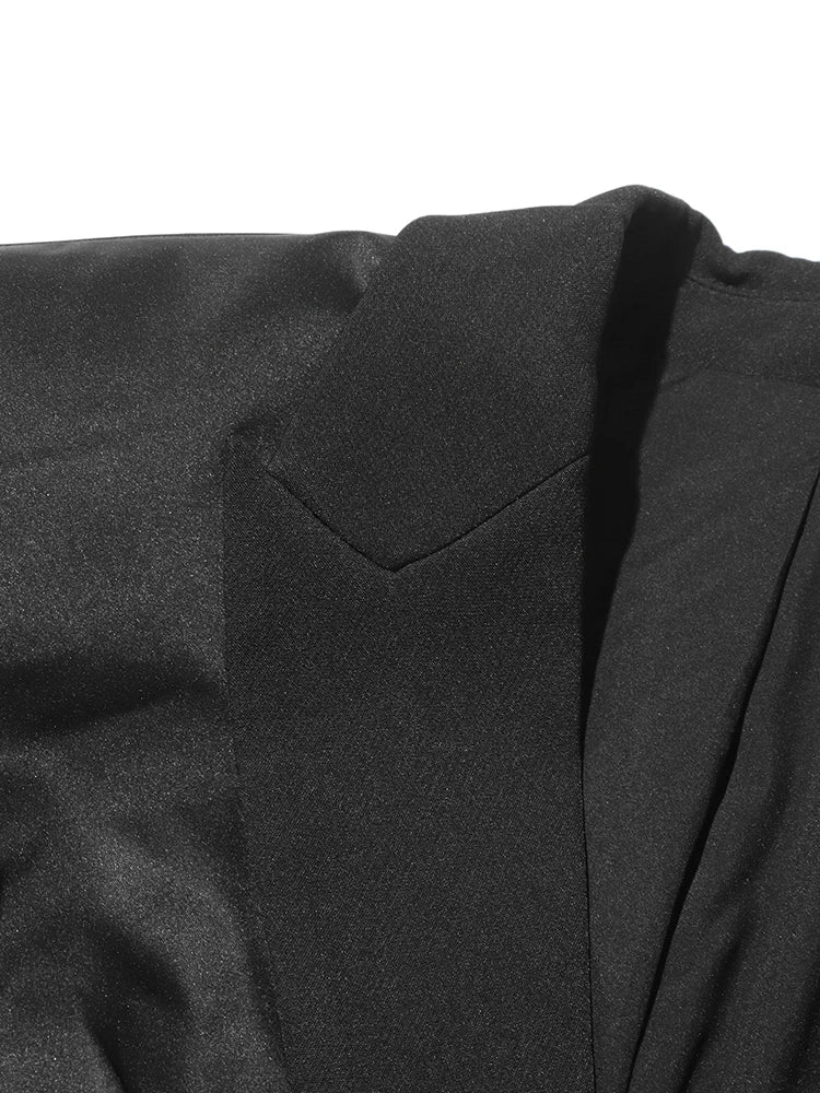 TWOTWINSTYLE Solid Spliced Bowknot Hollow Out Blazer For Women Notched Collar Long Sleeve Tunic Temperament Blazers Female New