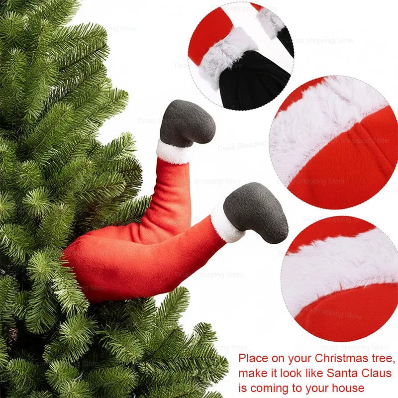 Santa Claus Legs Hanging, Christmas Tree Plush Decor, Santa Claus Elf Leg Christmas Decorations for Xmas Hanging Ornaments