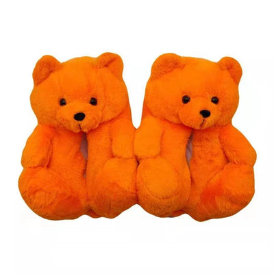 Cute Teddy Bear Plush Winter Slippers Wrapped in Heels Fun Indoor Floor Shoes Women's Gift Warm and Soft Cartoon Plush Animal Sl