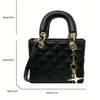 Quilted Pattern Solid Color Pu Handbag With Pendant Decoration, Versatile Noble Women's Crossbody Bag, Fashionable Handbag