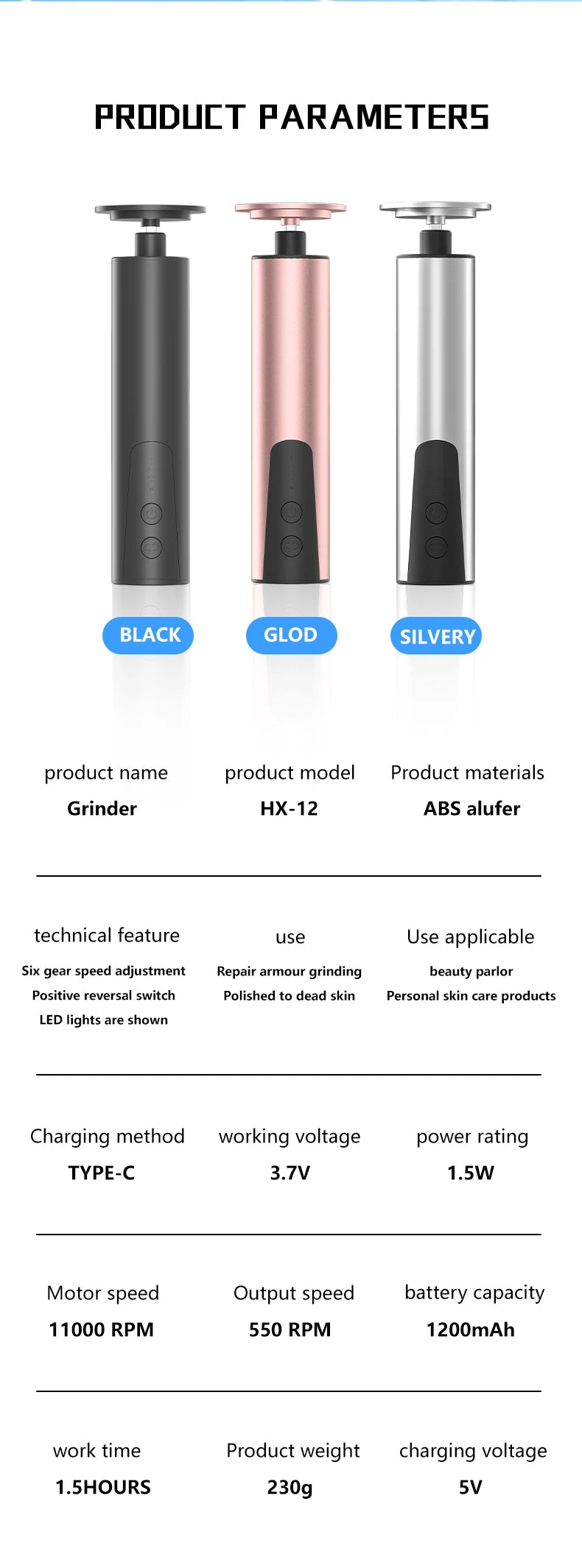 Foot Care File Electric Foot Callus Remover Leg Heels Remove Dead Skin Pedicure Tool Set and Replacement Sandpaper