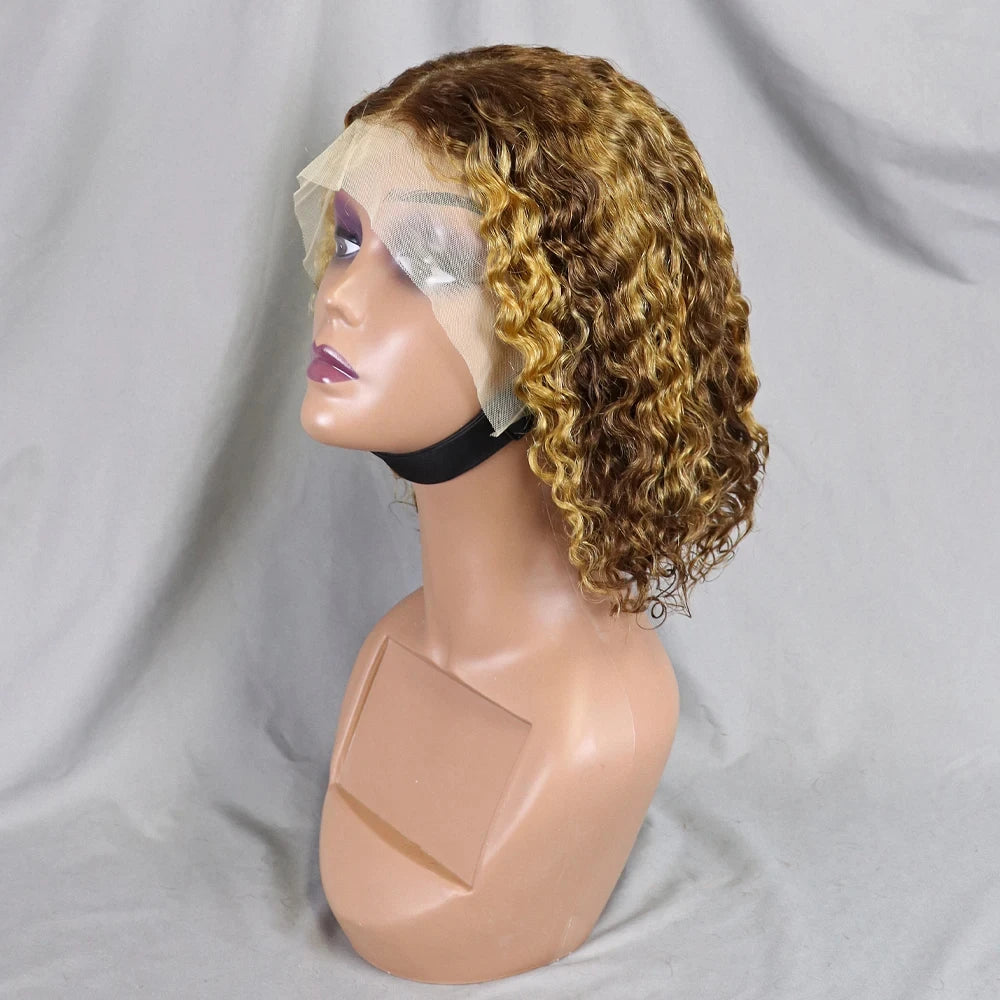 10-16 Inches 200% Density Water Wave Bob Human Hair Wigs  Short Deep Curly Brazilian Remy Human Hair Wigs for Black Women