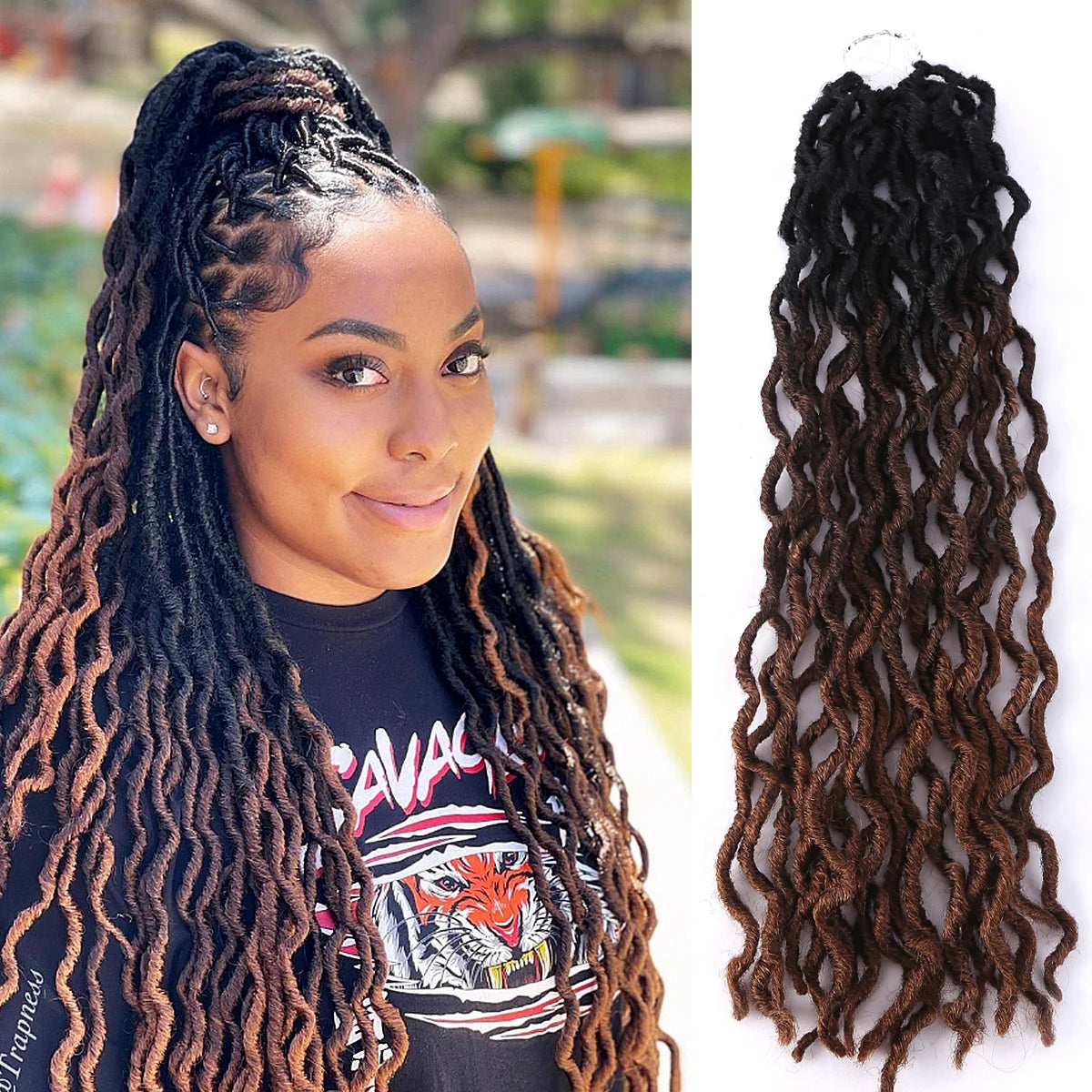 Goddess Faux Locs Crochet Hair Soft Curly Dreadlocks Hair Extensions Synthetic Braiding Hair Ombre Crochet Locs Wholesale Braids