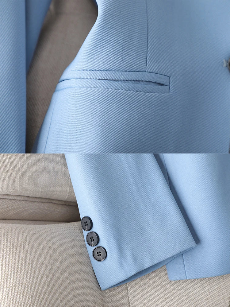 High Quality Long Sleeve Female Blazer Women Blue Coffee Khaki Single Button Slim Jacket Ladies Business Work Wear Formal Coat