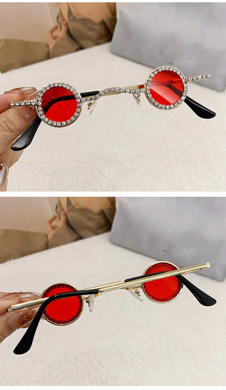 Fashion Diamond Round Sunglasses Women Luxury Rhinestone Shades UV400 Sun Glasses Female Punk Brand Designe Eyewear Men Eyeglass
