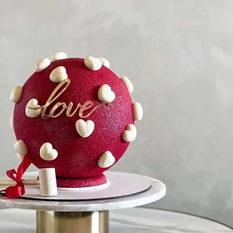 10Pc/set Ins Style Love Heart Acrylic Cake Topper Birthday Valentine's Day Cake Decoration Wedding Cake Side Acrylic Insert