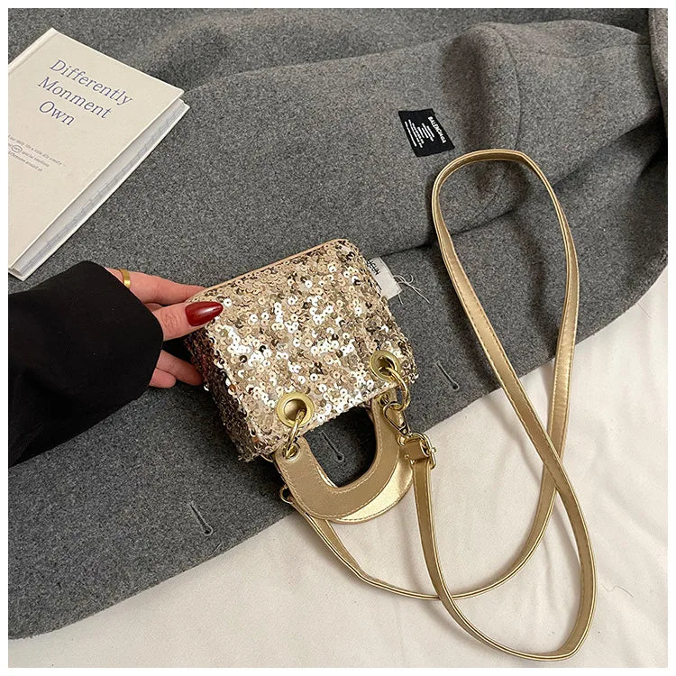 Sparkly Glitter Mini Evening Bag for Women, Designer Crossbody Shoulder Purse, Luxury Party Wedding Clutch, Unique Boutique Gift