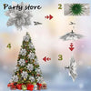 Silver Glitter Christmas Flowers Silver Xmas Tree Artifical Flower Ornaments Merry Christmas Decoration For Home Party New Year