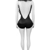 Joskaa 2025 Summer Women's Sexy Faux Fur Patchwork Halter Deep V Backless Skinny Playsuits Holiday Midnight Club Rompers S-XXL