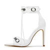 Liyke Summer Fashion Zip Tassel Women Sandals Metal Rivet Buckle Pointed Open Toe Stripper Heels Wedding Banquet Shoes Stiletto