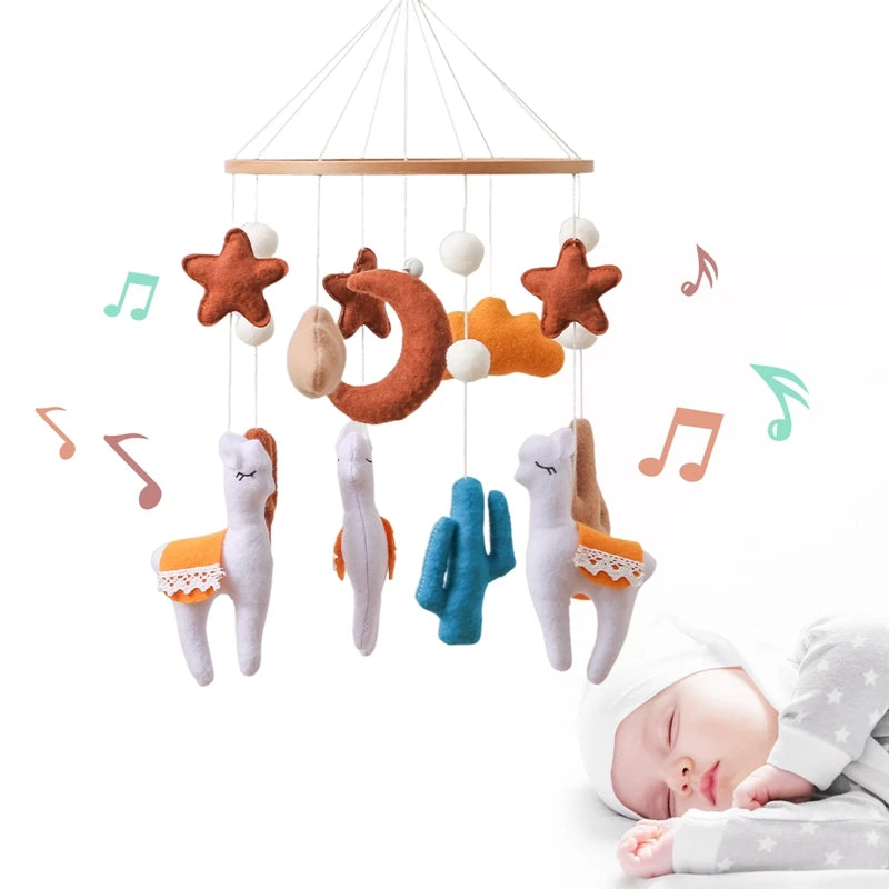 Baby Crib Mobile Rattle Toy 0-12Months Infant Soft Felt Teddy Velvet Pink Bear Bed Bell Hanging Toy Holder Bracket Crib Girl Toy