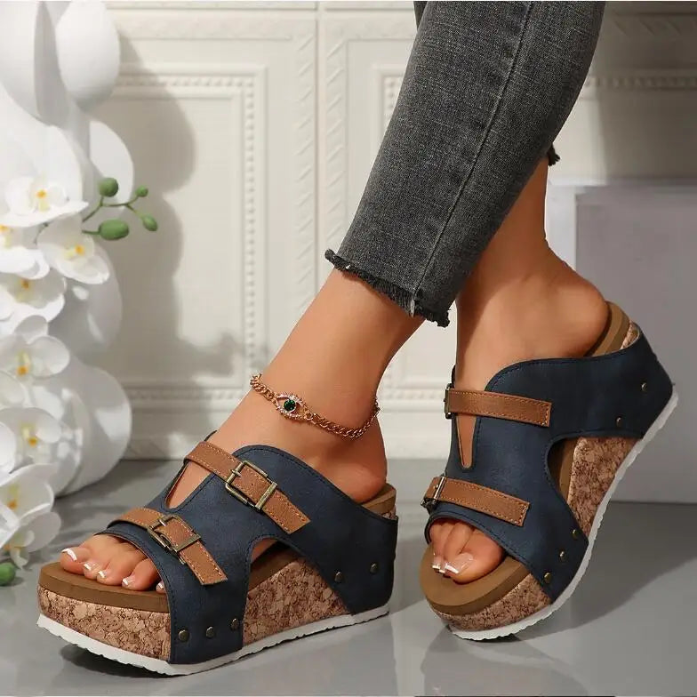 New Arrival Women's Summer 2025 New Platform Wedge-heeled Sandals Plus Size Comfortable Casual Outdoor Open Toe Beach Slippers