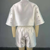 CM.YAYA Fashion Beading Women's Set 3/4 Sleeve Shirt Tops and Shorts Sets 2025 Summer Street Two 2 Piece Sets Outfits Tracksuit