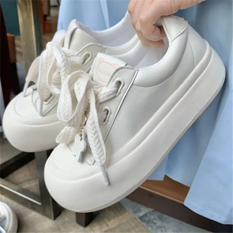 SHANPA Platform Sneakers Women Fashion Pink Sweet Korean Style Shoes for Women 2024 Autumn Versatile Comfortable Niche Shoes