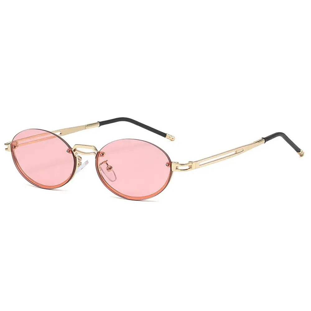 Vintage Metal Punk Sunglasses Rimless Oval Sun Glasses Trendy Frameless Shades UV400 Protection Gradient Glasses