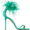 Summer new feather flower silk ribbon sexy open-toe sandals thin high-heeled banquet dress fashionable large-size women's shoes