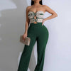 Women Summer Strapless Jumpsuit Sexy One Piece Outfits Cut Out Waist Party Jumpsuit Clothing Lady Full Length Backless Jumpsuits